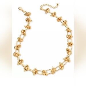 On 34th Gold Tone Knot Link Chain Statement Necklace
